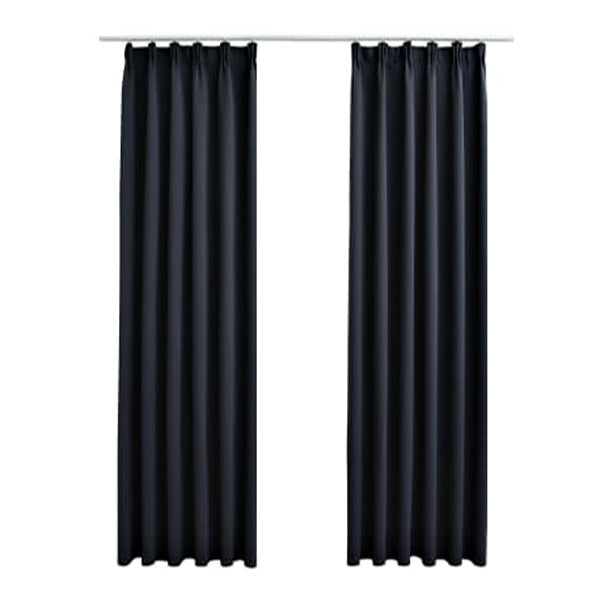 Blackout Curtains With Hooks 2 Pcs 140X245 Cm