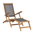 Deck Chair With Footrest Solid Teak Wood Black