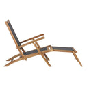 Deck Chair With Footrest Solid Teak Wood Black