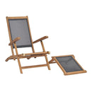 Deck Chair With Footrest Solid Teak Wood Black
