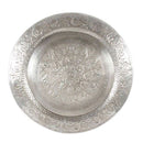 Round Aluminium Tray Silver Embossed With Hooks 78Cm
