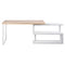 Rotary Corner Brown Office Computer Desk w/ White Bookshelf