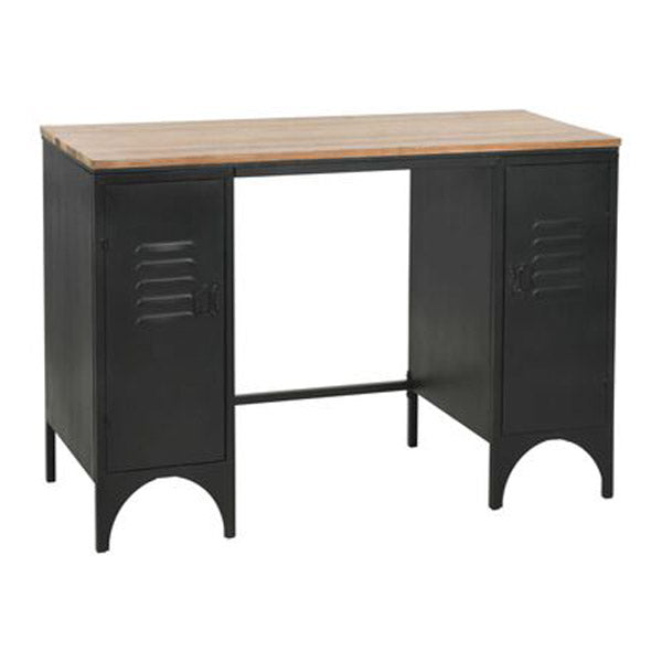 Double Pedestal Desk Solid Firwood And Steel 120X50X76 Cm