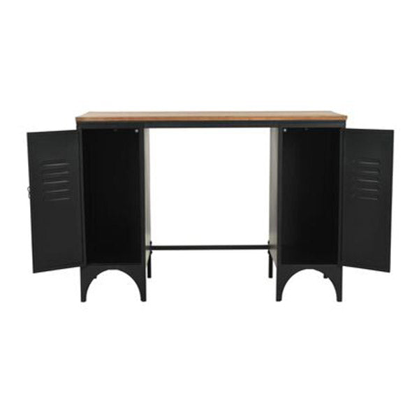 Double Pedestal Desk Solid Firwood And Steel 120X50X76 Cm