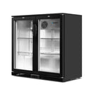 Bar Fridge 2 Glass Door Commercial Display Freezer Drink Cooler Black