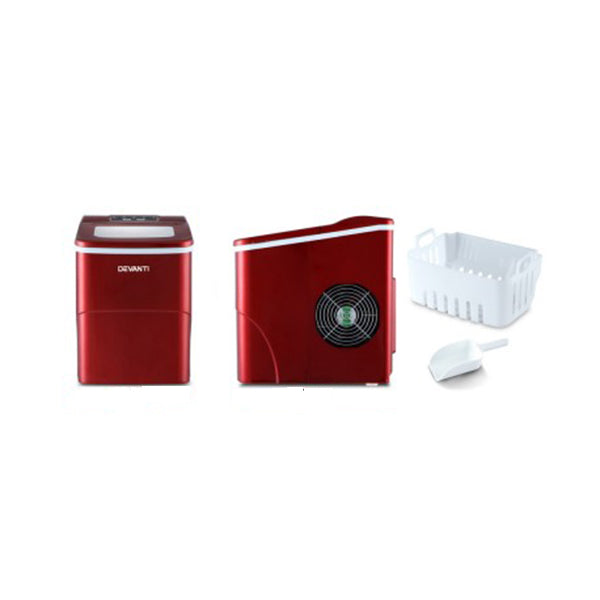 Devanti Portable Ice Cube Maker Machine 2L Easy Quick Red
