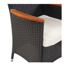 5 Piece Outdoor Dining Set Acacia Top With Cushions Poly Rattan Black