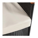 5 Piece Outdoor Dining Set Acacia Top With Cushions Poly Rattan Black