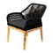 Dining Chair Acacia Wood And Rope Black 57X63X86Cm