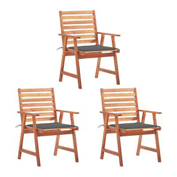 Outdoor Dining Chairs 3 Pcs With Anthracite Cushions Solid Acacia Wood