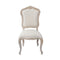 2Pcs Dining Chair Linen Fabric Beige Oak Wood White Washed Finish