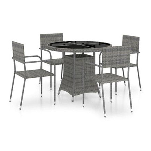 5 Piece Garden Dining Set Grey And Anthracite Poly Rattan