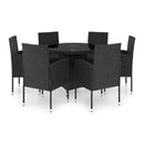7 Piece Garden Dining Set Poly Rattan Black