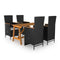 5 Piece Garden Dining Set Black With Cushions
