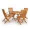 5 Piece Folding Garden Dining Set With Armrest Solid Teak Wood