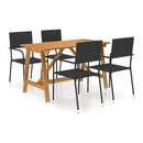 5 Piece Garden Dining Set Acacia Wood And Pe Rattan
