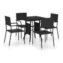 5 Piece Garden Dining Set Poly Rattan Black With Armrest