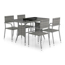5 Piece Garden Dining Set Poly Rattan Grey And Anthracite