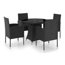 5 Piece Garden Dining Set Poly Rattan Black