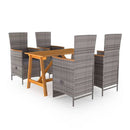5 Piece Garden Dining Set Grey With Dark Grey Cushions