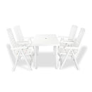 5 Piece Outdoor Dining Set Plastic White