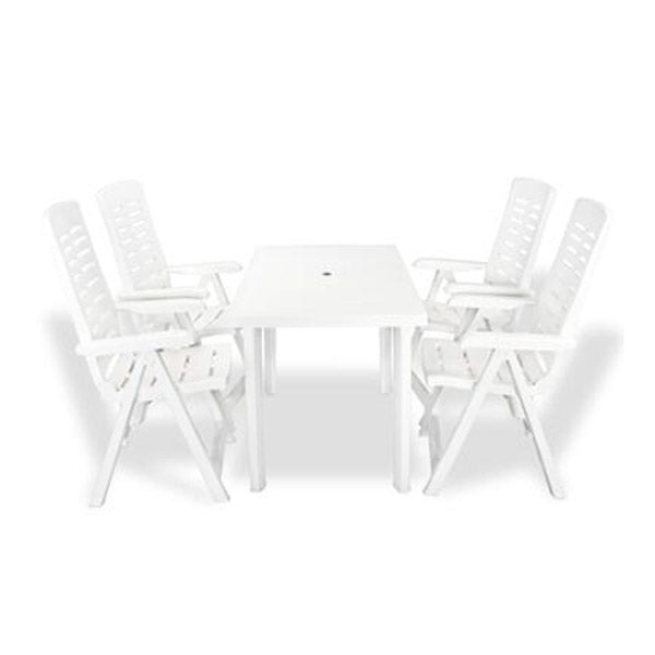5 Piece Outdoor Dining Set Plastic White