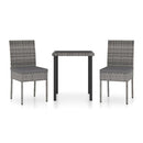 3 Piece Garden Dining Set With Grey Cushions Poly Rattan Grey