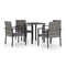 5 Piece Garden Dining Set With Cushions Poly Rattan Grey And Black
