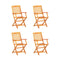 5 Piece Folding Outdoor Dining Set Solid Acacia Wood Oil Finish