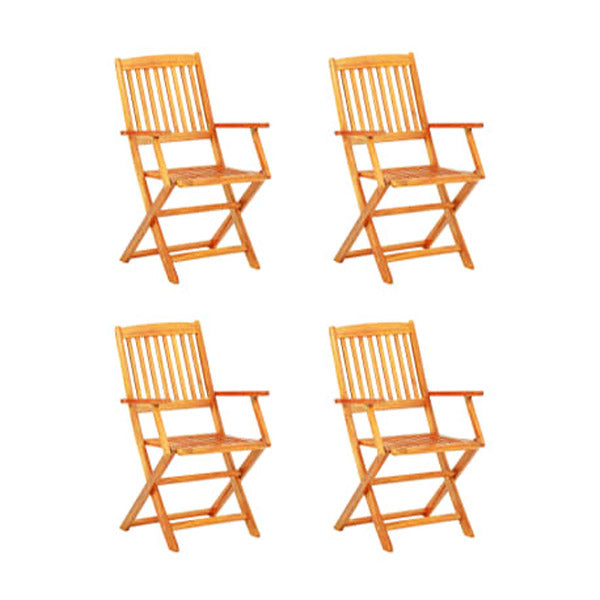 5 Piece Folding Outdoor Dining Set Solid Acacia Wood Oil Finish