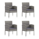 5 Piece Garden Dining Set Grey With Dark Grey Cushion