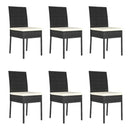 7 Piece Garden Dining Set With Cream Cushions Poly Rattan Black