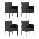 5 Piece Garden Dining Set Black With Black Cushions
