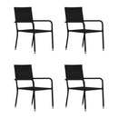 5 Piece Garden Dining Set Black Poly Rattan With Armrest