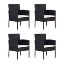 5 Piece Garden Dining Set Black With Cream White Cushion