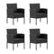 5 Piece Garden Dining Set With Cushions Poly Rattan Black