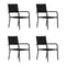 5 Piece Garden Dining Set Black Poly Rattan