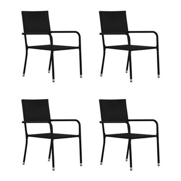 5 Piece Garden Dining Set Black Poly Rattan