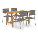 5 Piece Garden Dining Set Acacia Wood And Pe Rattan