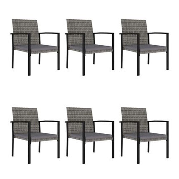 7 Piece Garden Dining Set With Cushions Grey Poly Rattan