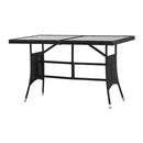 5 Piece Garden Dining Set Black Poly Rattan With Armrest
