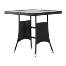 5 Piece Garden Dining Set Poly Rattan Black With Armrest