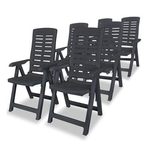 7 Piece Outdoor Dining Set Plastic Anthracite