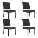 5 Piece Garden Dining Set With Cushion Poly Rattan Black