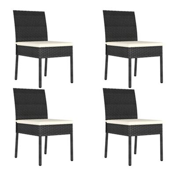 5 Piece Garden Dining Set With Cushion Poly Rattan Black