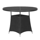 5 Piece Garden Dining Set Black Poly Rattan