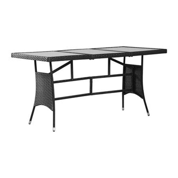 7 Piece Garden Dining Set With Cream White Cushions Poly Rattan Black