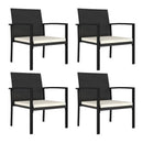 5 Piece Garden Dining Set With Armrest Poly Rattan Black