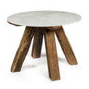 4 Seater Dining Table Recycled Wood With Round Stone Top 100X100X75Cm