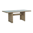 Garden Dining Table Brown 200X100X74 Cm Glass And Poly Rattan